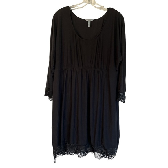 Soma Dresses & Skirts - SOMA knit lace mini dress in jersey fabric. Black size XL